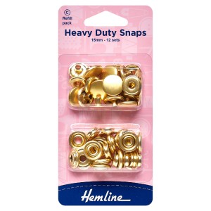 Hemline Heavy Duty Snaps Refill Pack of Gold - 15mm