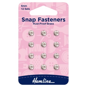 Hemline Snap Fasteners Sew-on Nickel 6mm Pack of of 12