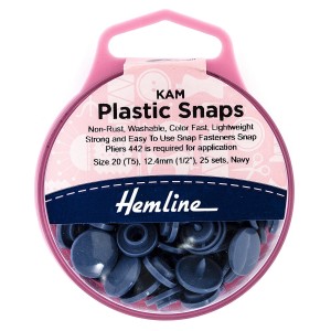 Hemline KAM Plastic Snaps 25 x 12.4mm Sets Navy