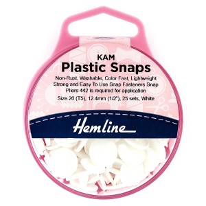 Hemline KAM Plastic Snaps 25 x 12.4mm Sets White