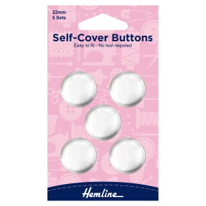 Hemline Self Cover Buttons Metal Top - 22mm