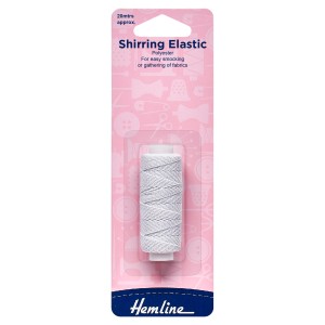 Hemline Shirring Elastic 20m x 0.75mm White