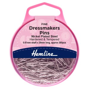 Hemline Pins Dressmaker's Fine 25mm Nickel 380 Pieces