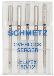 Schmetz System ELx705 Pack 5 Double Scarf Overlock needles - Size 80/12