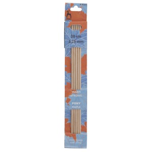 Pony Double Ended Knitting Pins Set of Five Maple 20cm x 3.25mm