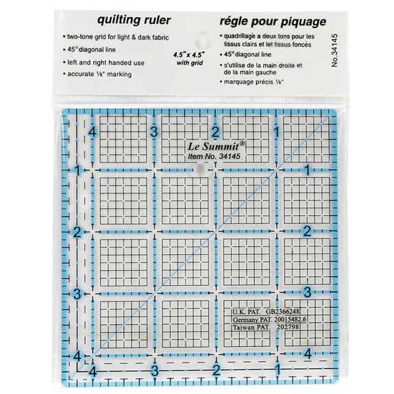 Le Summit Quilting Ruler "4.5"x"4.5"