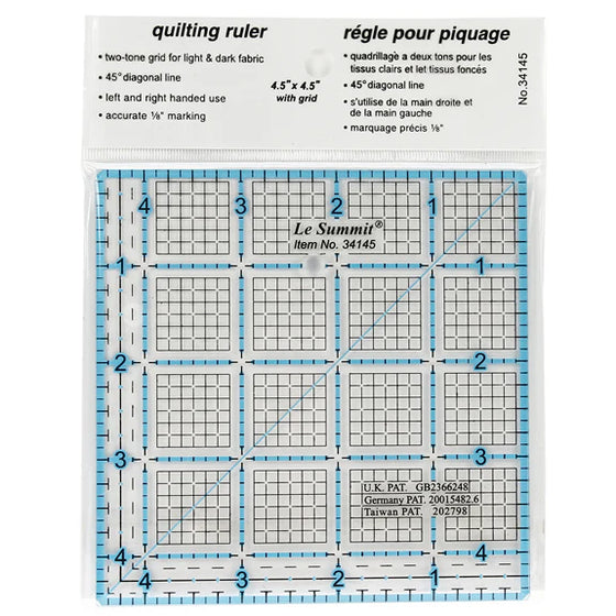 Le Summit Quilting Ruler "4.5"x"4.5"