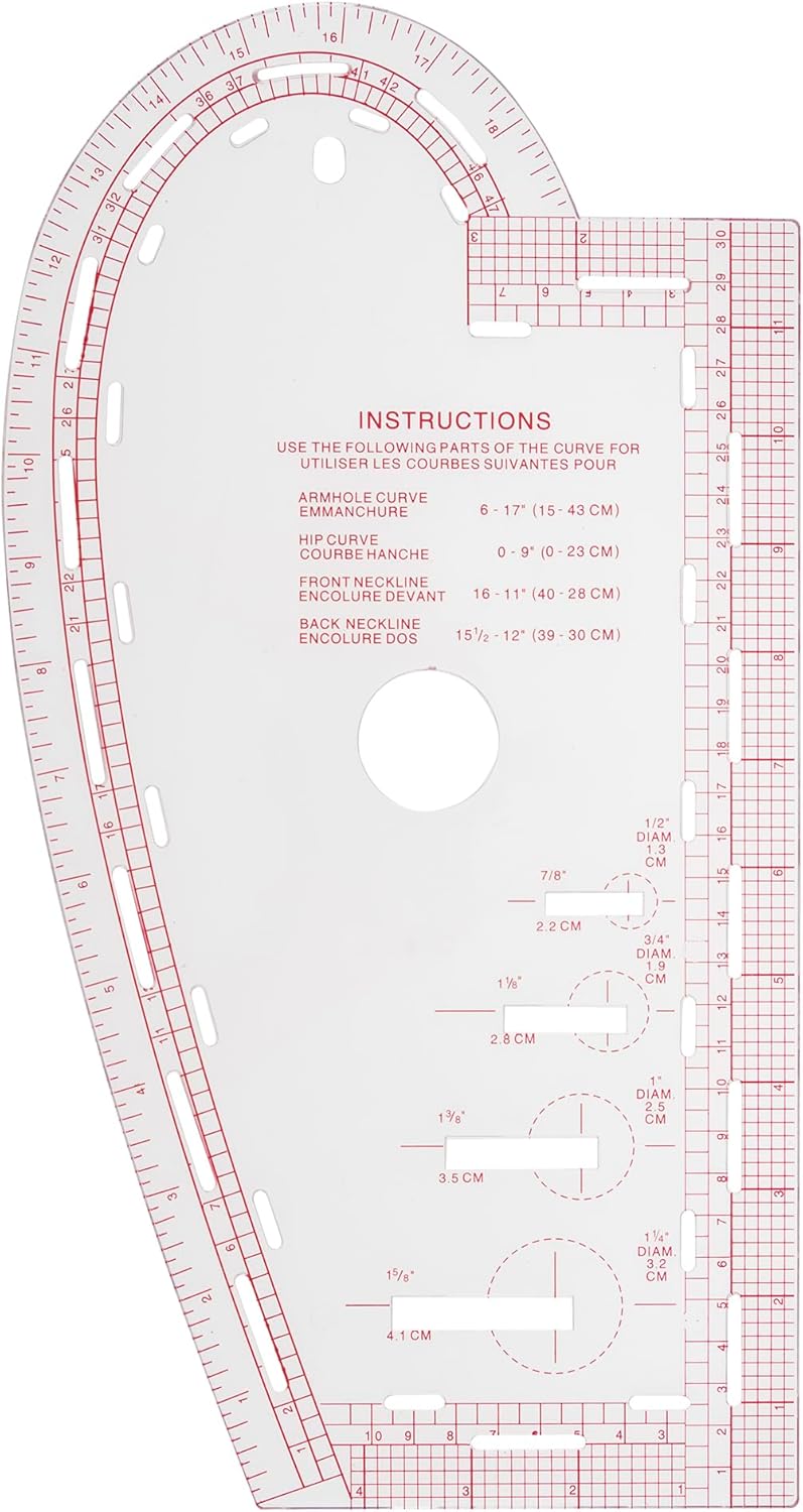 Sew Easy Curve Ruler for Knitters and Sewers. French Curves, Buttonhole Guides