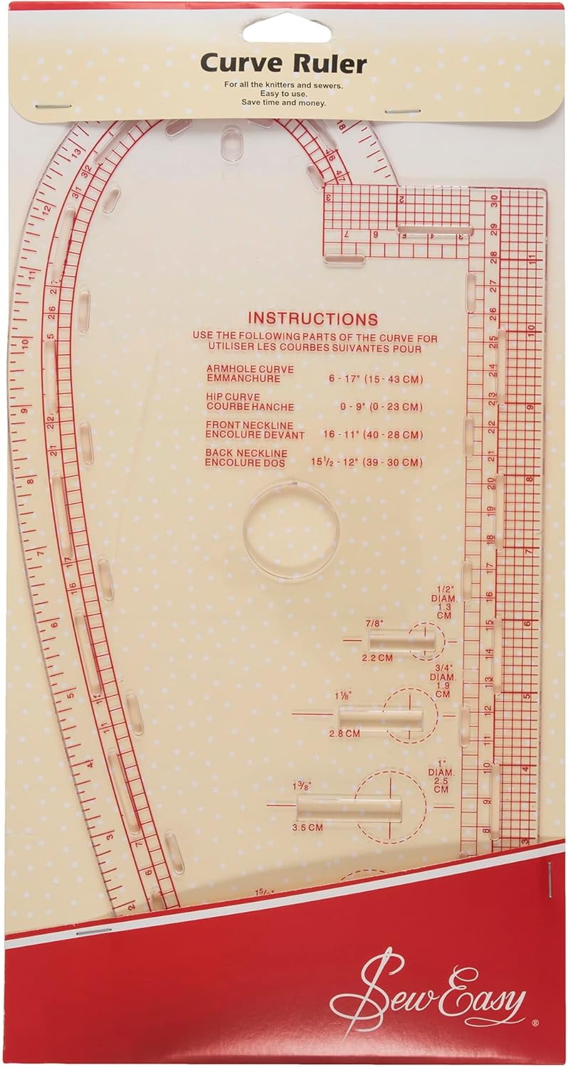 Sew Easy Curve Ruler for Knitters and Sewers. French Curves, Buttonhol
