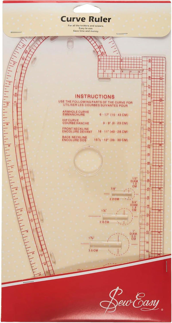 Sew Easy Curve Ruler for Knitters and Sewers. French Curves, Buttonhole Guides