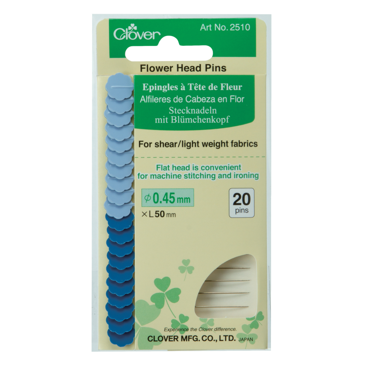 Clover Fine Flower Head Pins - 20 Pins