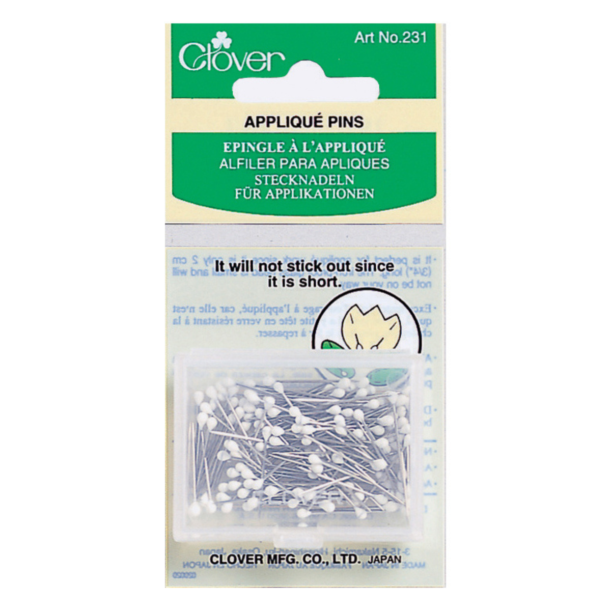Clover Applique Pins 150 per Pack