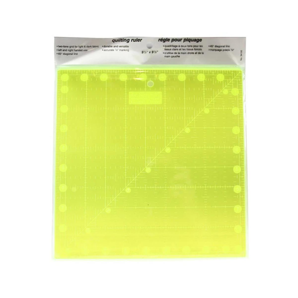 Le Summit Fluorescent Quilting Ruler "9.5"x"9.5"