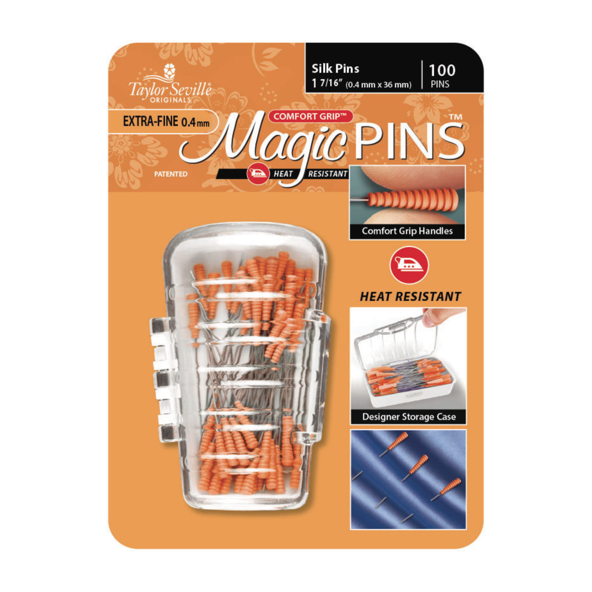Magic Pins Heat Resistant Silk Extra Fine with case  - Pack 50