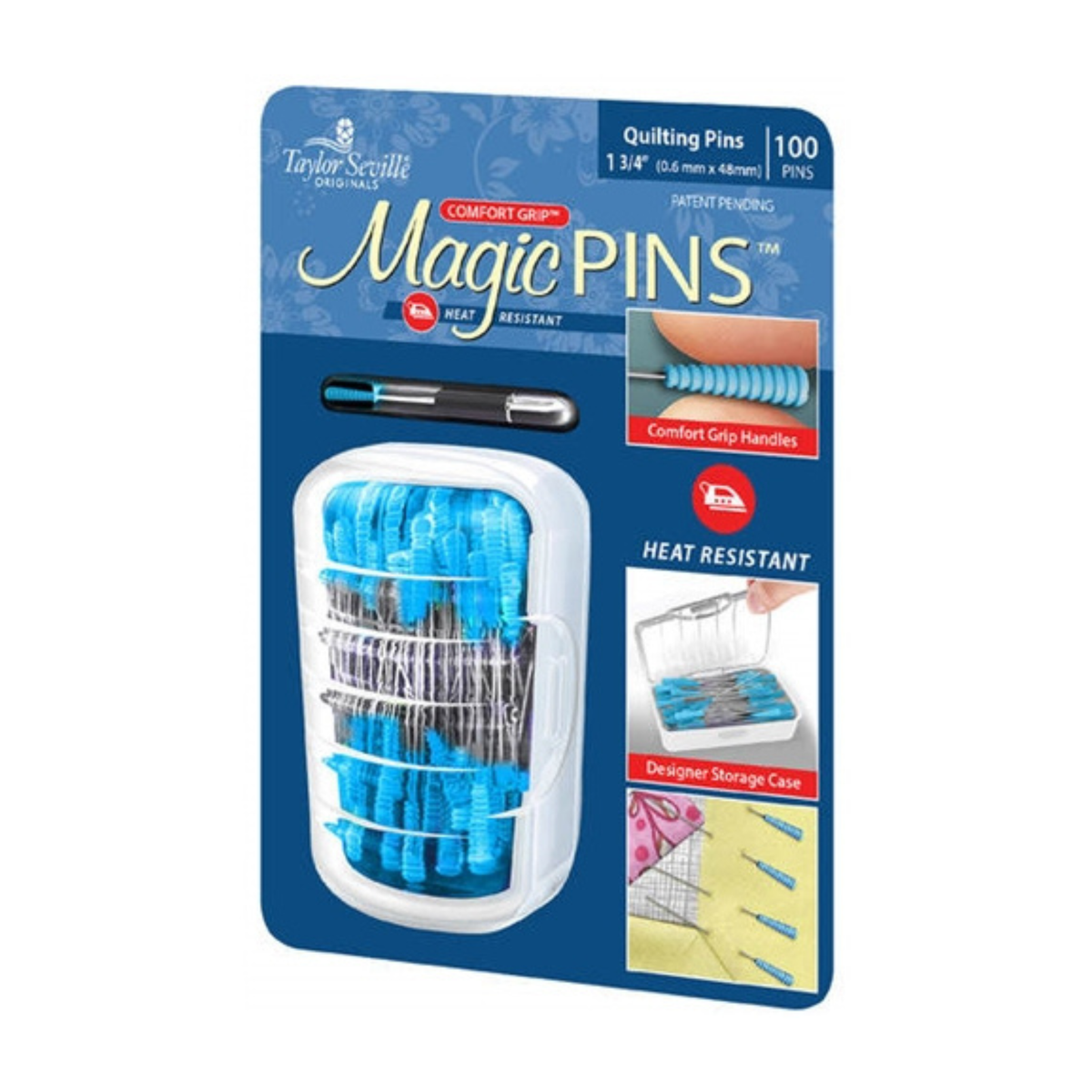 Magic Pins Heat Rististant Quilting PIns with case  - Pack 100