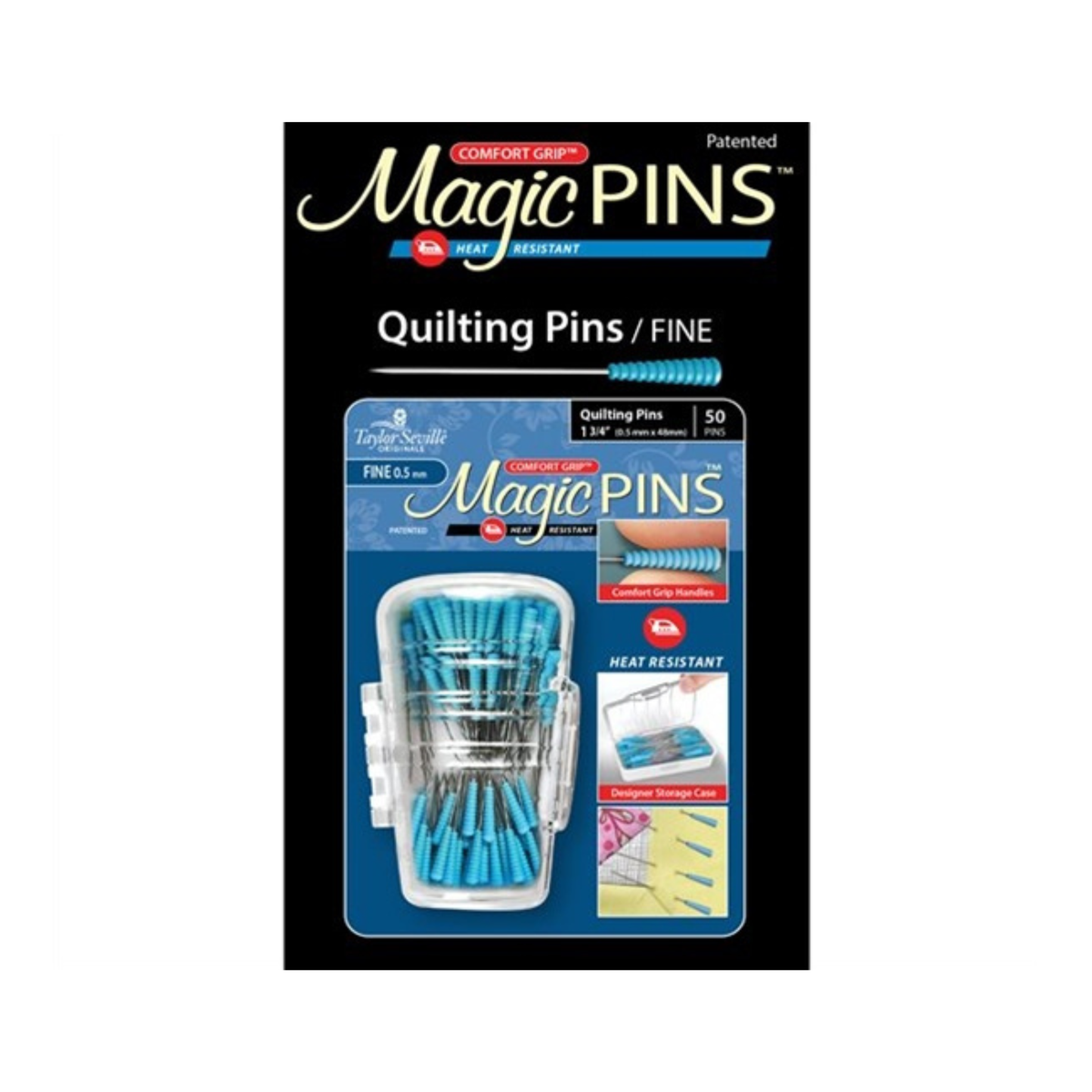 Magic Pins Heat Resistant Quilting Pins with case  - Pack 50
