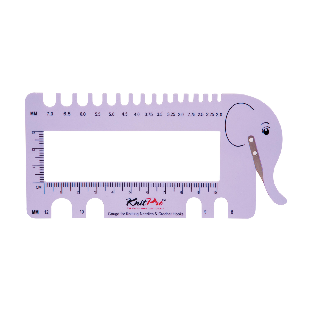 Knitting Pin & Crochet Hook Gauge with Yarn Cutter