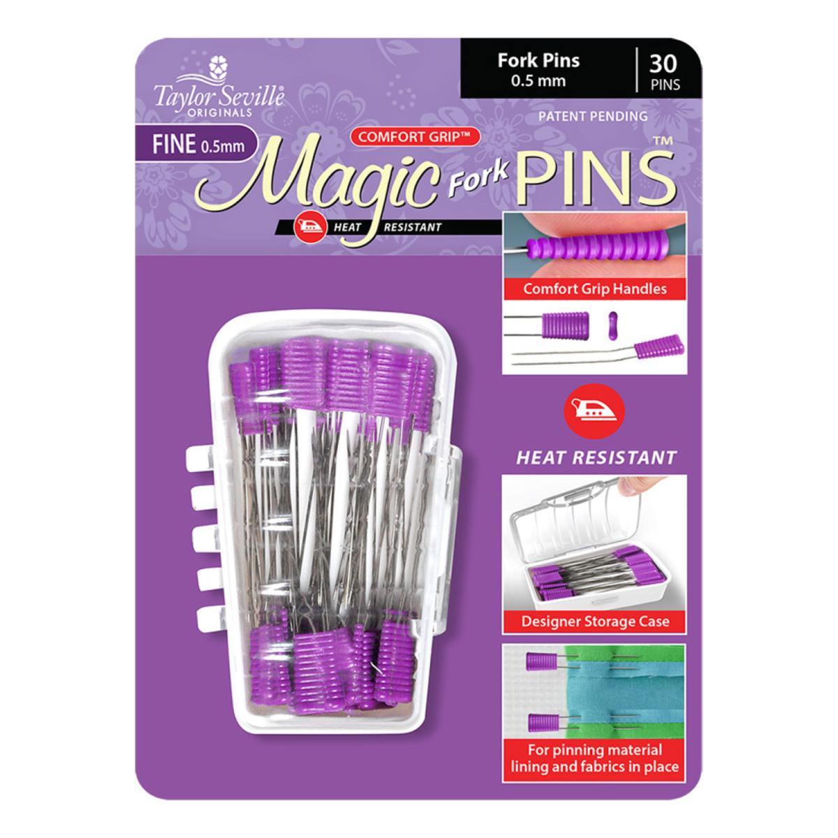 Magic Pins Heat Resistant Fork Fine with case  - Pack 30