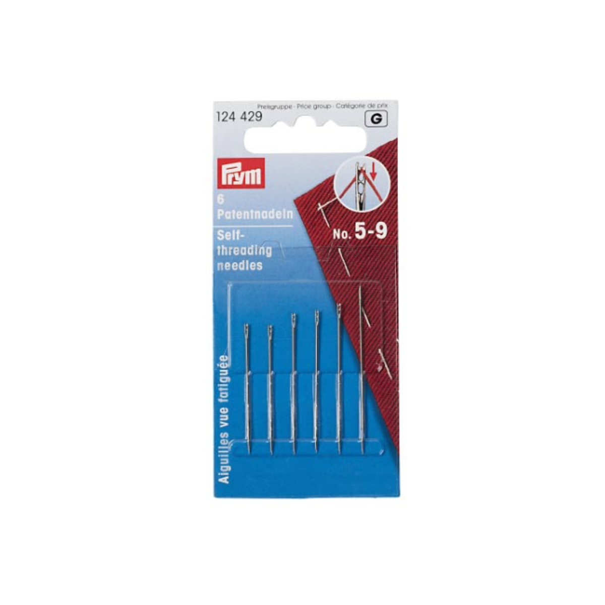 Prym Hand Sewing Needles Gold Eye Self-Threading Size 5/9