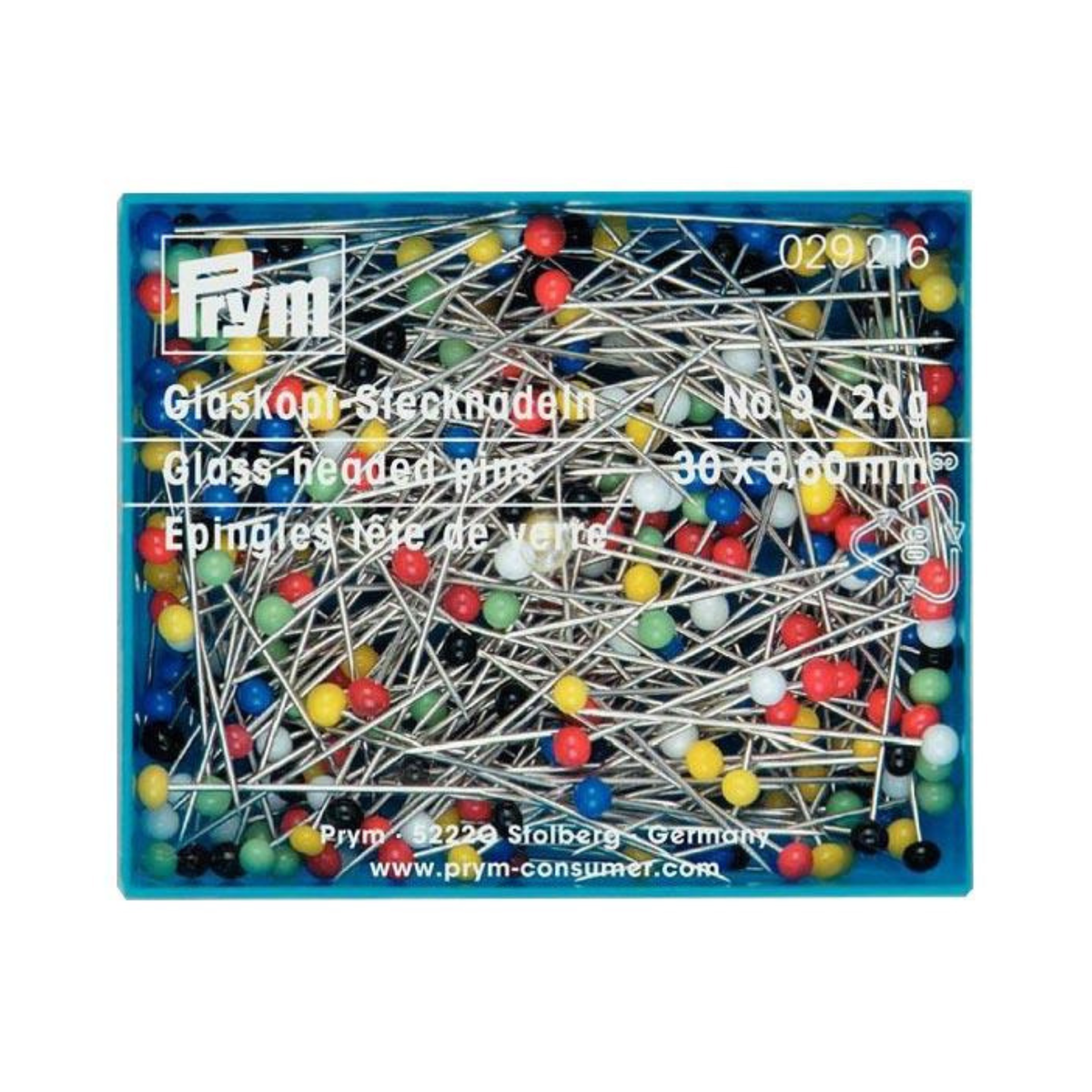 Prym Glass-Headed Pins in Assorted Colours - No. 9 - 0.60 x 30mm