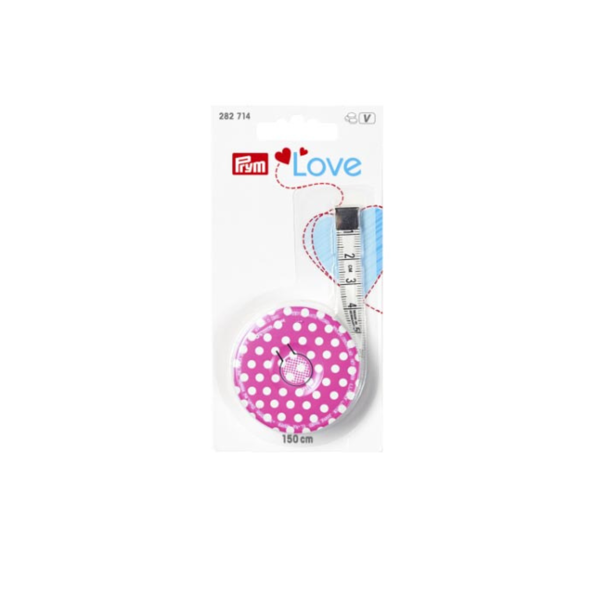 Prym Love Spring Tape Measure 150cm Pink