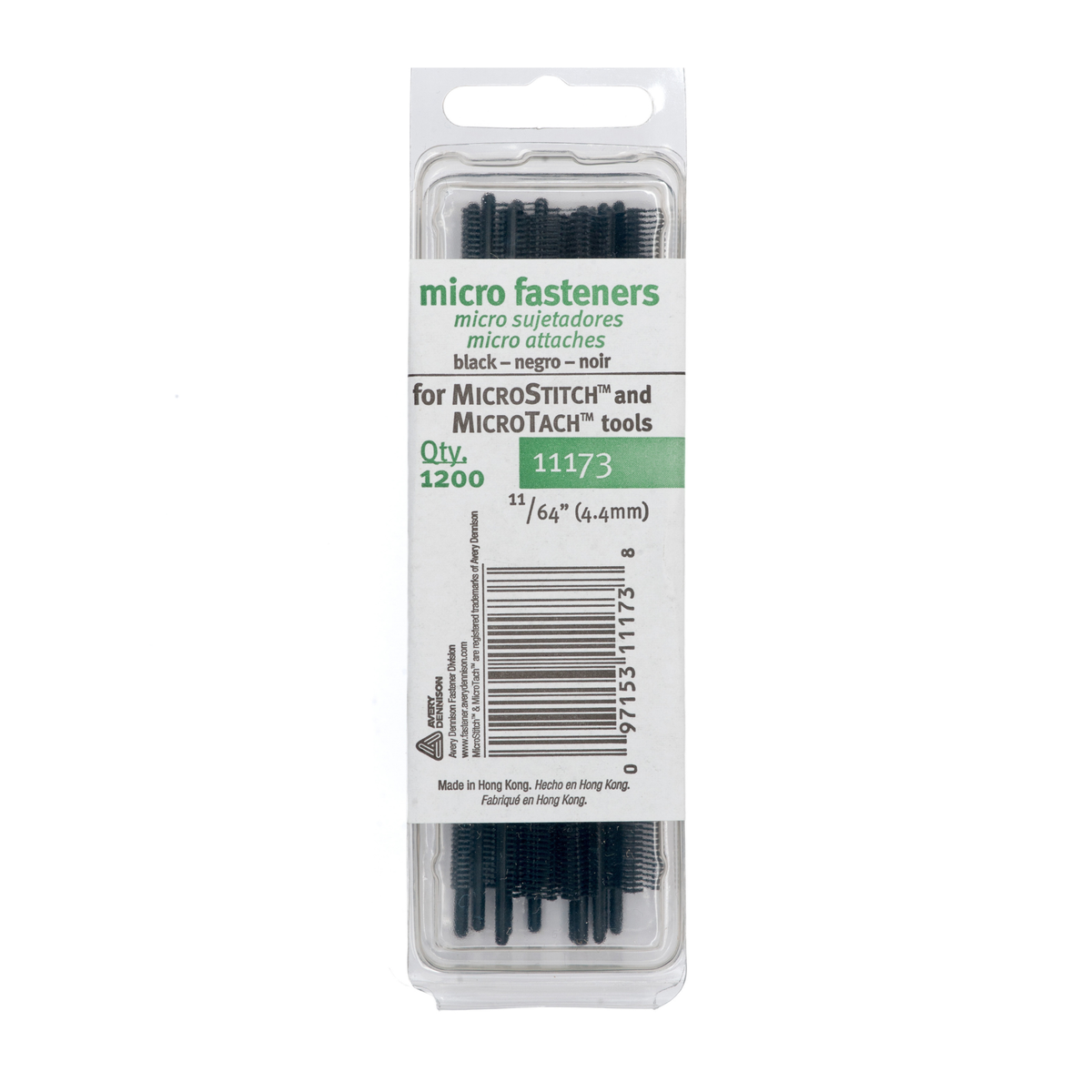 Micro Stitch Fastener Refills 4.4mm BLACK -11/64" 1200/Pkg