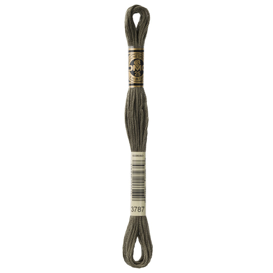 DMC Mouline 6 Strand Cotton 3787 Brown Grey Dark 8m Skein