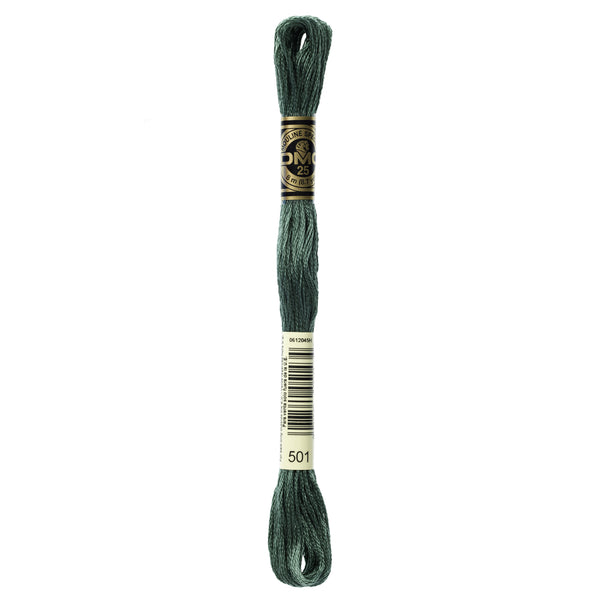 DMC Mouline 6 Strand Cotton 501 Blue Green Medium 8m Skein