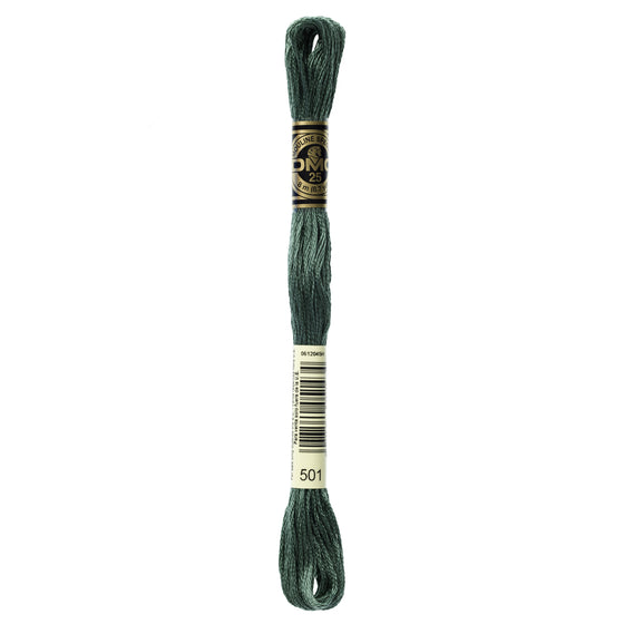 DMC Mouline 6 Strand Cotton 501 Blue Green Medium 8m Skein