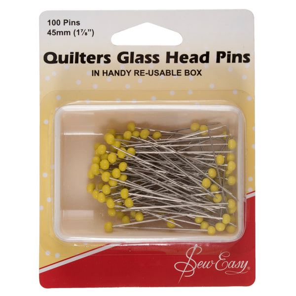 Sew Easy Quilters Glass Head Pins 100 pins 45mm