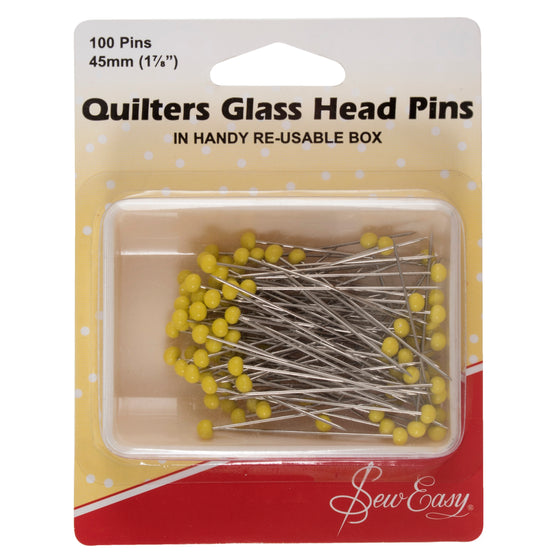 Sew Easy Quilters Glass Head Pins 100 pins 45mm
