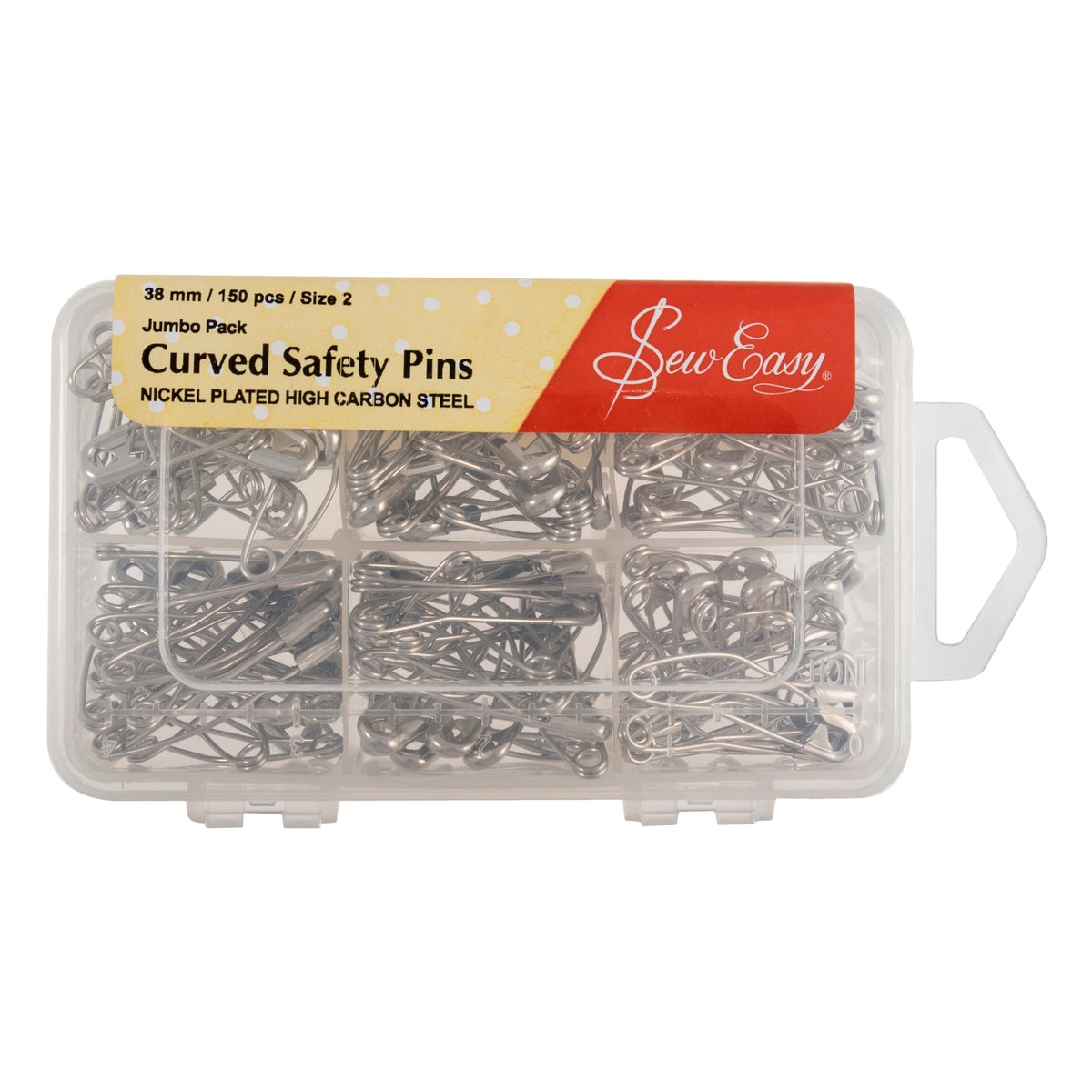 Curved Safety Pins Nickel - 38mm size 2 - 150pcs