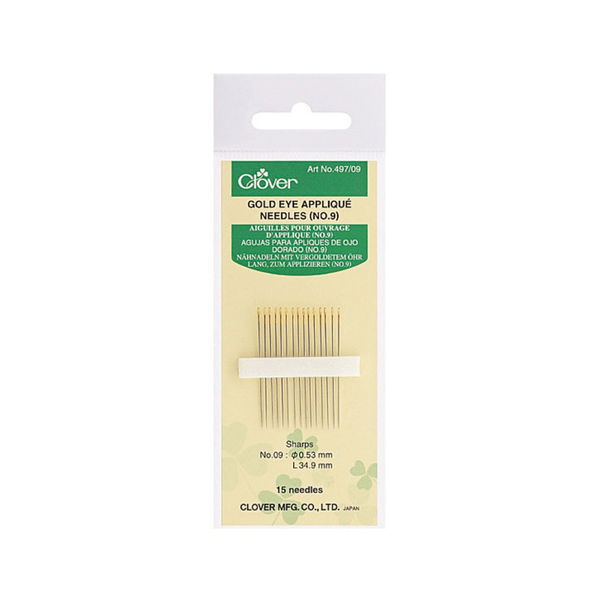Clover Gold Eye Applique Hand Needles - No.9