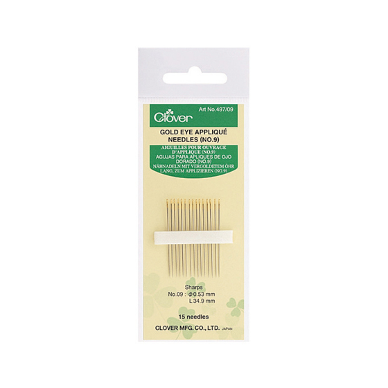 Clover Gold Eye Applique Hand Needles - No.9