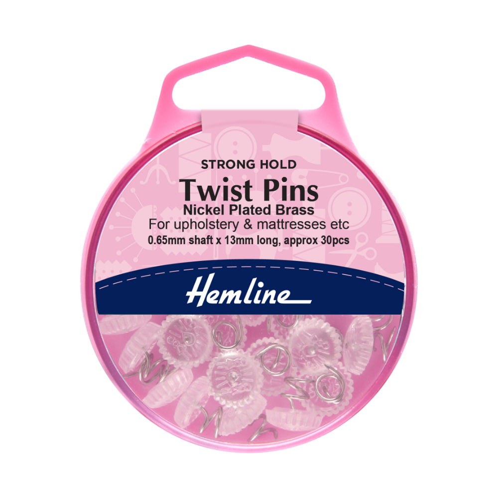 Hemline Pins Twist 13mm Nickel 30 Pieces