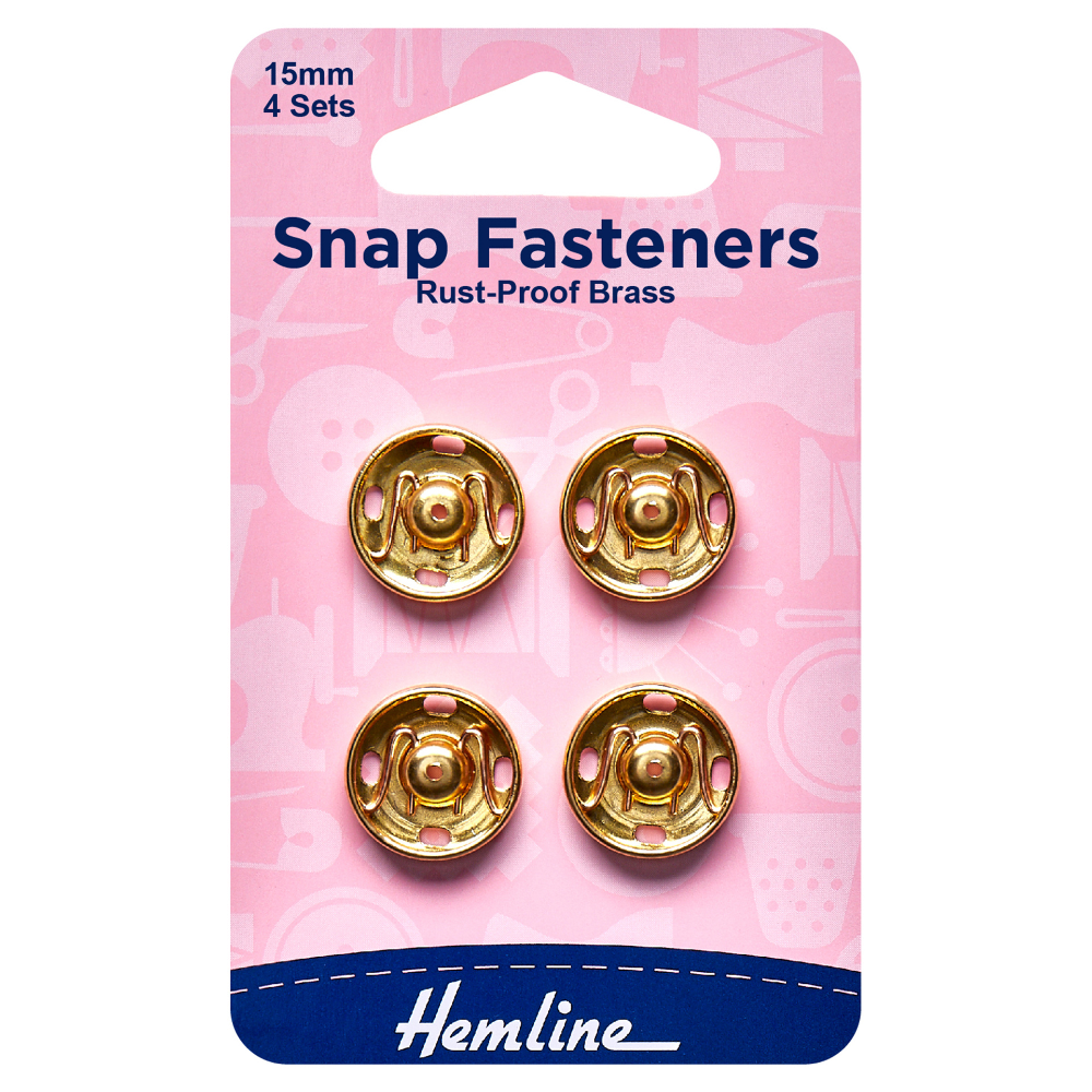 Hemline Snap Fasteners Sew-on Nickel 15mm Pack of of 4