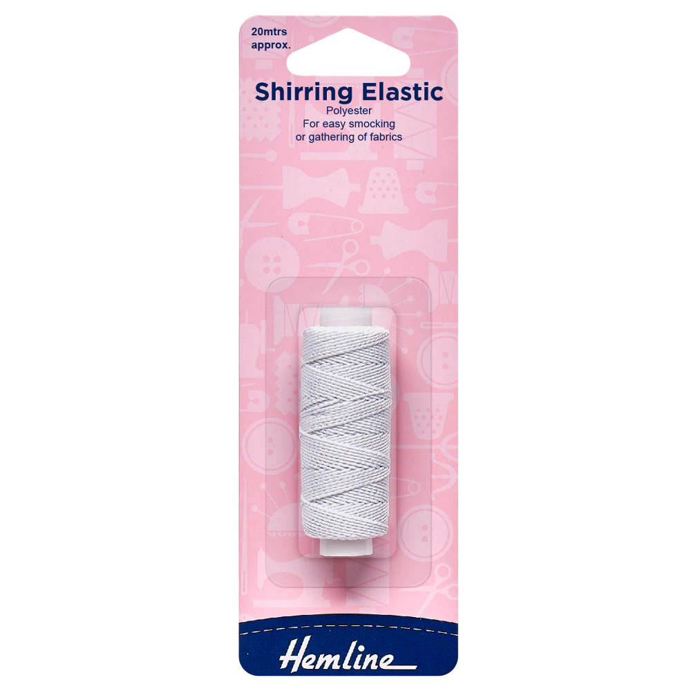 Hemline Shirring Elastic 20m x 0.75mm White