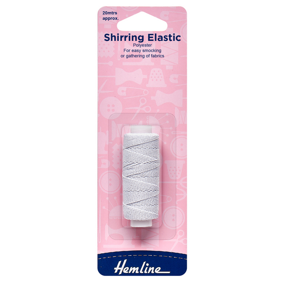 Hemline Shirring Elastic 20m x 0.75mm White