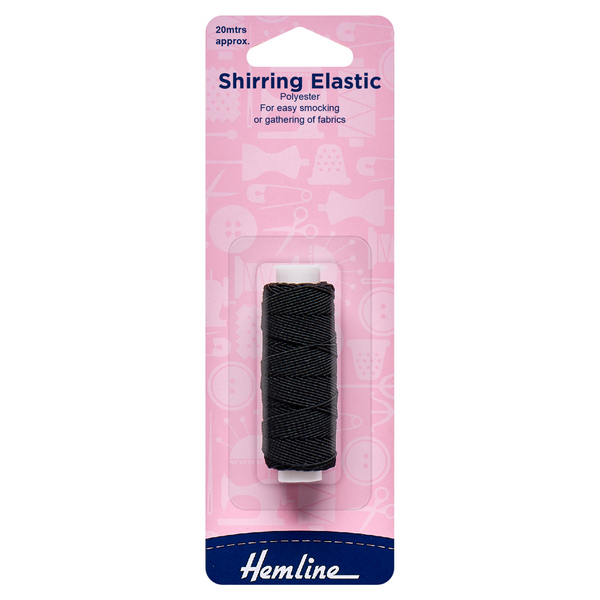 Hemline Shirring Elastic 20m x 0.75mm Black