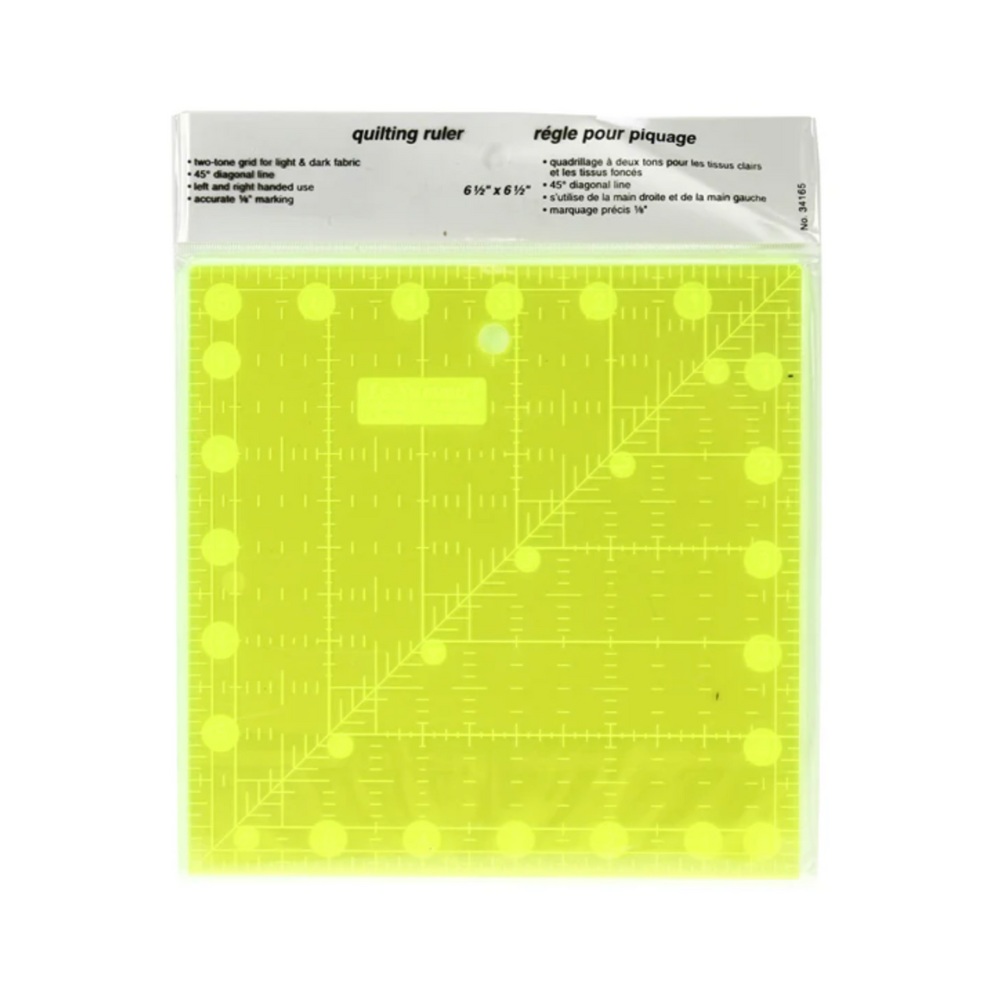 Le Summit Fluorescent Quilting Ruler "6.5"x"6.5"