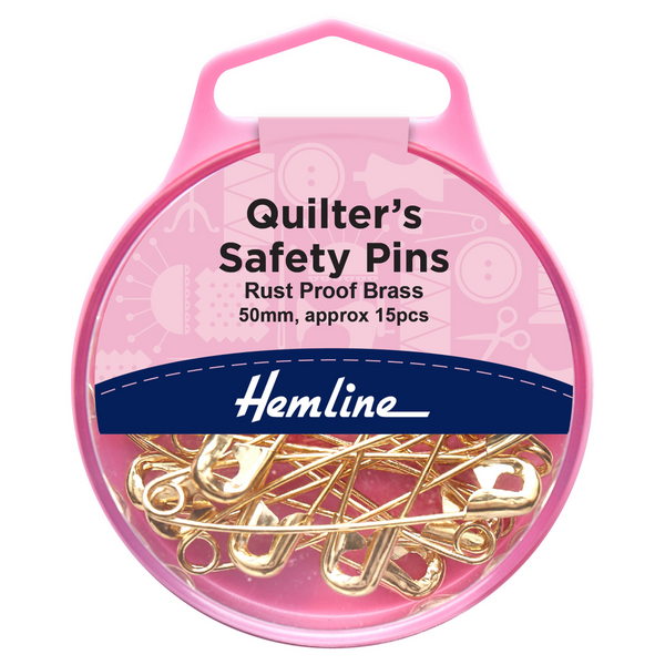 Hemline Safety Pins Brass - 50m - 15pcs
