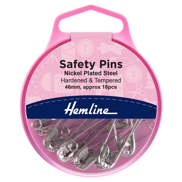 Hemline Safety Pins 46mm - Nickel - 18pcs