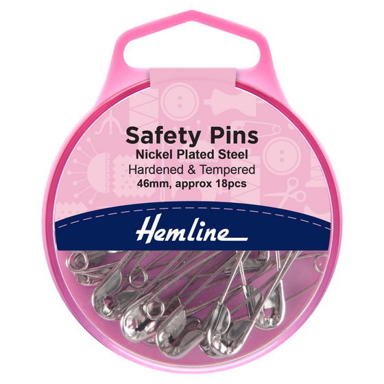 Hemline Safety Pins 46mm - Nickel - 18pcs