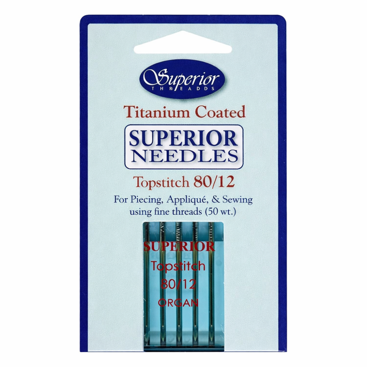 Superior Gold Titanium Topstitch Needles Size 80 (12) -  Pack 5