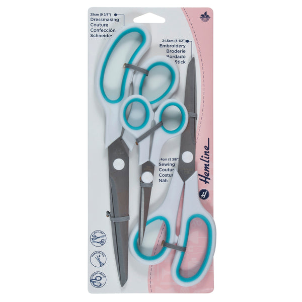 Hemline Scissor Set 3 Piece Purple/Grey