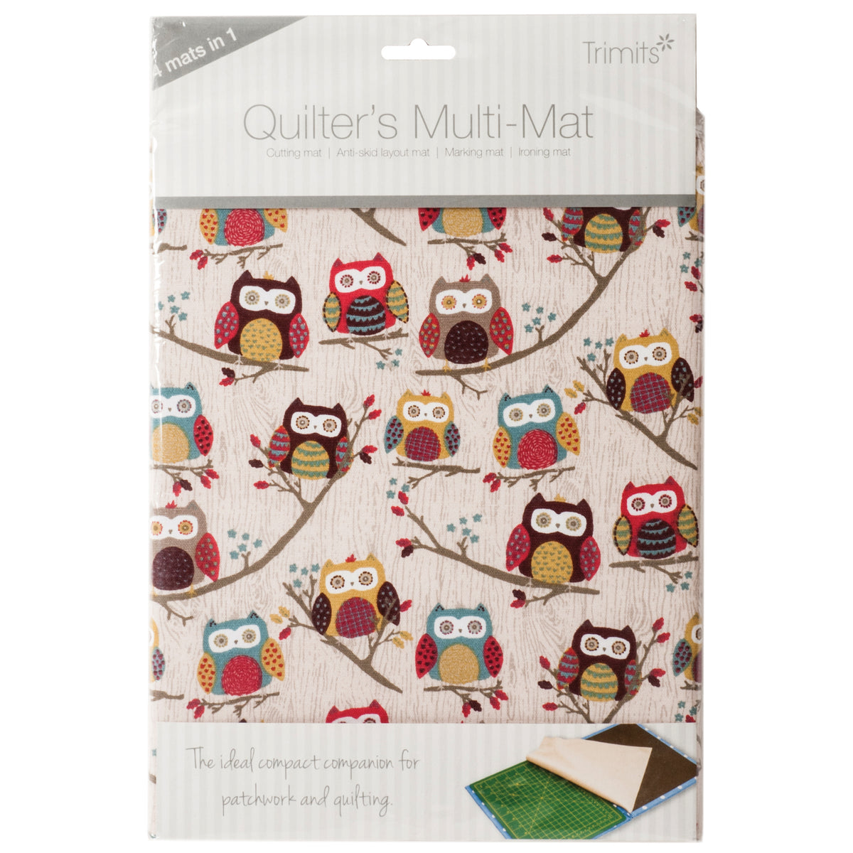 Quilters Multi Mat. Cutting Mat, Ironing Board, Anti Skid Sheet & Pattern marking Sheet - Hoot