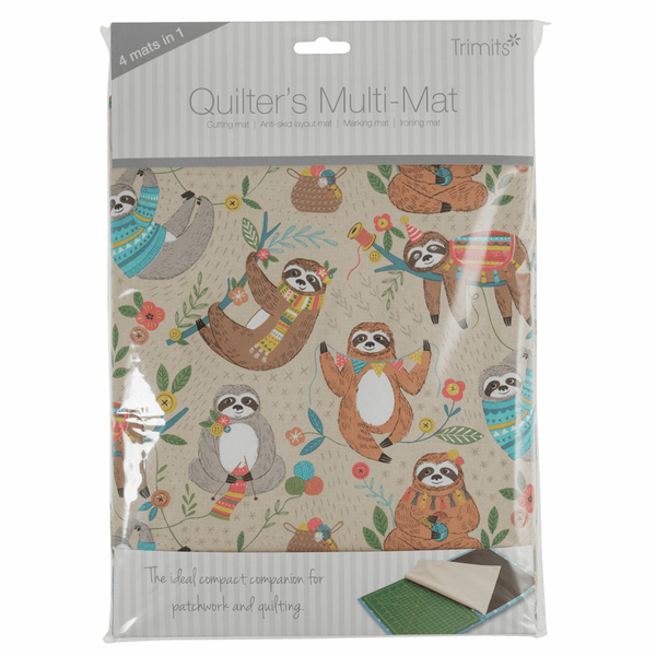 Quilters Multi Mat. Cutting Mat, Ironing Board, Anti Skid Sheet & Pattern marking Sheet - Sloth
