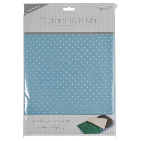 Quilters Multi Mat. Cutting Mat, Ironing Board, Anti Skid Sheet & Pattern marking Sheet - Blue Spot