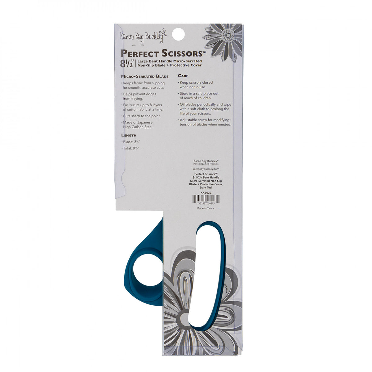 Perfect Scissors Karen Kay Buckley 8.5 inch Bent handle Dressmaking Scissors Dark Teal