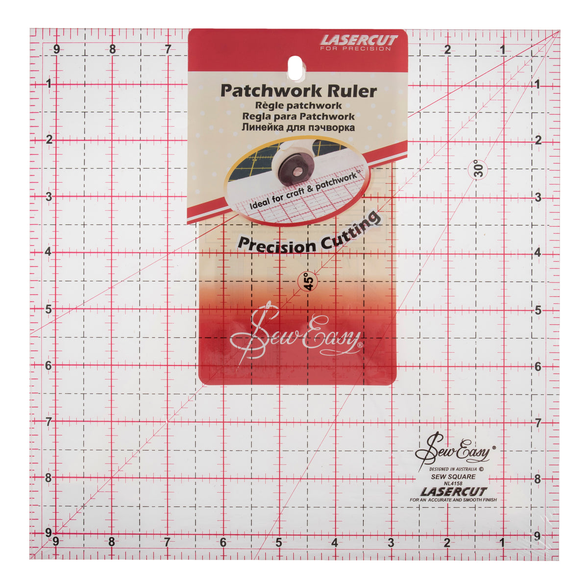 Patchwork Template Ruler 9.5" x 9.5"
